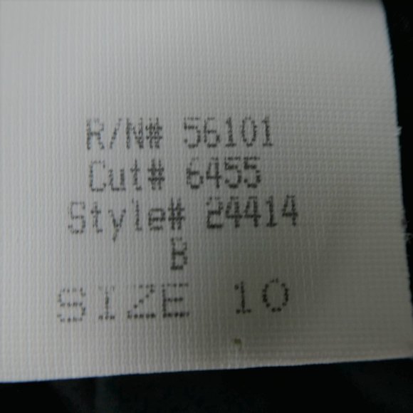 Vintage 3pc Black Abstract Pant Suit Blazer Blouse Trousers Basque Waist USA 10 - Picture 16 of 16